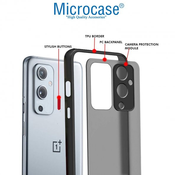 Microcase OnePlus 9 London Serisi Sert Kılıf - Buzlu Siyah - 6