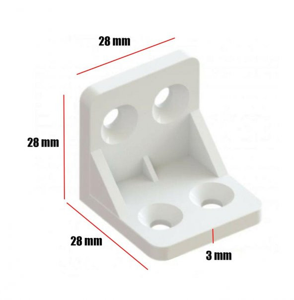 (10 ADET) Mobilya Dolap Köşe Bağlantı Sabitleme L Gönye 28x28x28 mm Beyaz (10 ADET) - 2