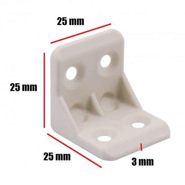 Mobilya Dolap Köşe Bağlantı Sabitleme L Gönye 25x25x25 mm Krem (10 ADET) - 2