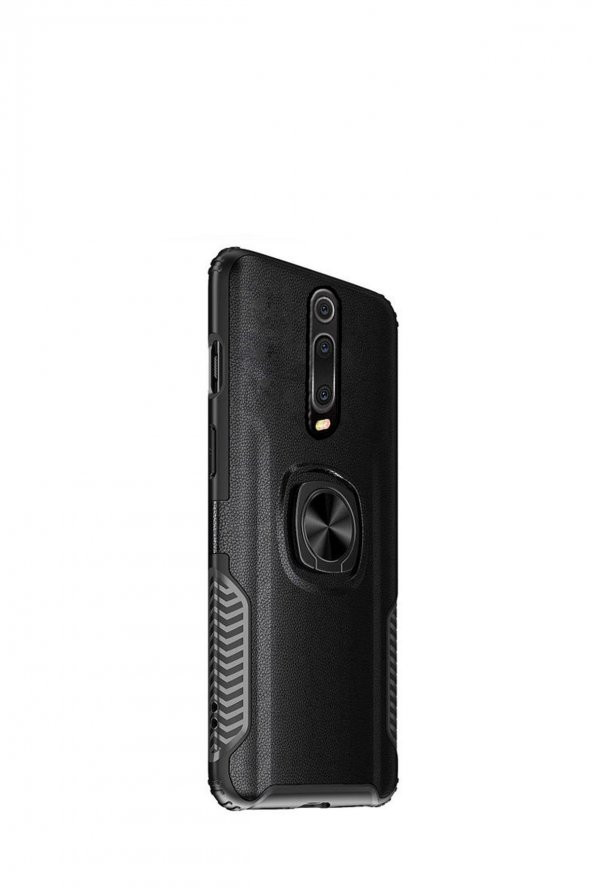 Microcase Xiaomi Mi 9T K20 Rome Serisi Yüzük Standlı Armor Kılıf - Siyah - 1