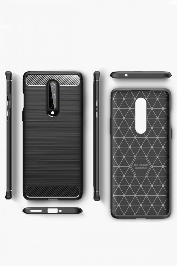 Microcase OnePlus 8 Brushed Carbon Fiber Silikon Kılıf- Siyah - 3