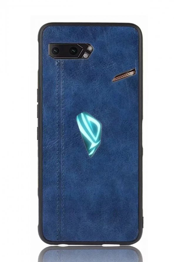 Microcase Asus ROG Phone 2 Deri Desenli Kılıf - Mavi
