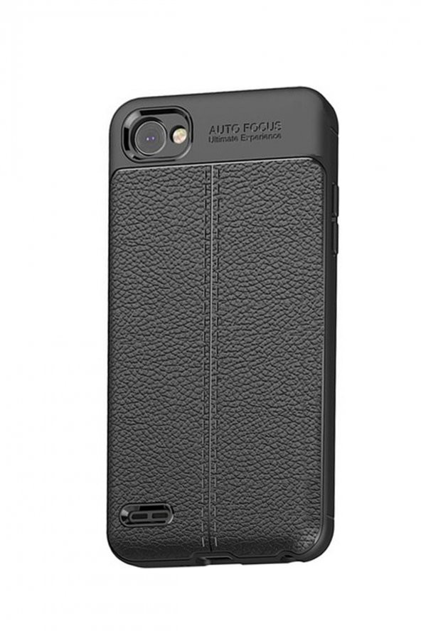 Microcase LG Q6 Leather Effect Tpu Silikon Kılıf - Siyah