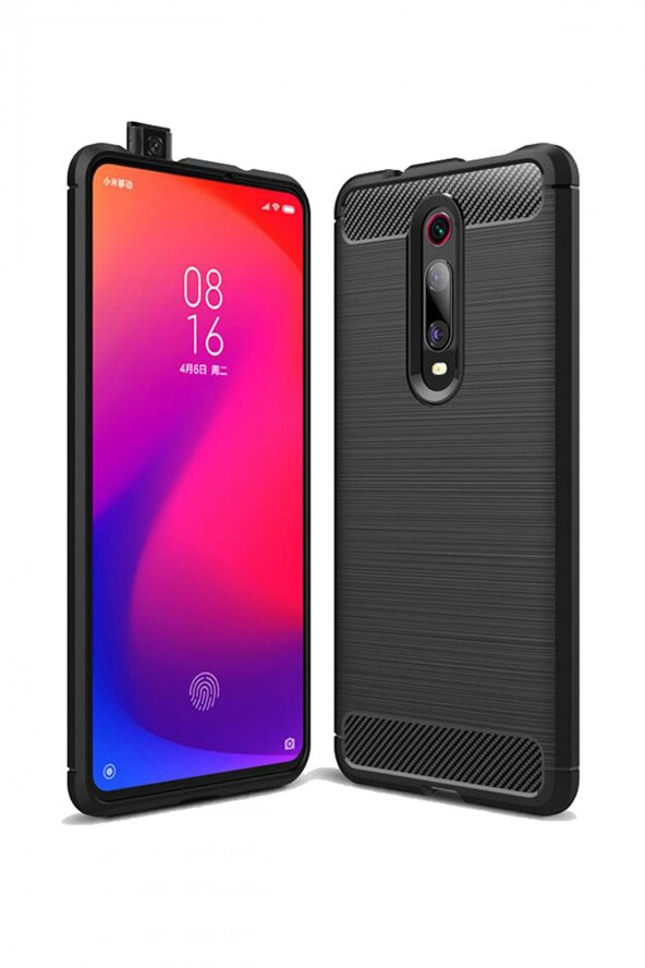 Microcase Xiaomi Mi9T - Mi9T Pro Brushed Carbon Fiber Silikon TPU Kılıf - Siyah - Resim 2