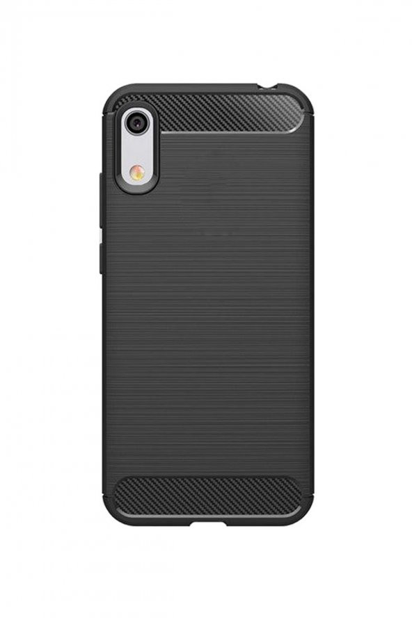 Microcase Huawei Honor Play 8A Brushed Carbon Fiber Silikon TPU Kılıf - Siyah