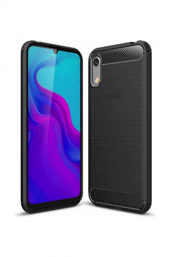 Microcase Huawei Honor Play 8A Brushed Carbon Fiber Silikon TPU Kılıf - Siyah - 2