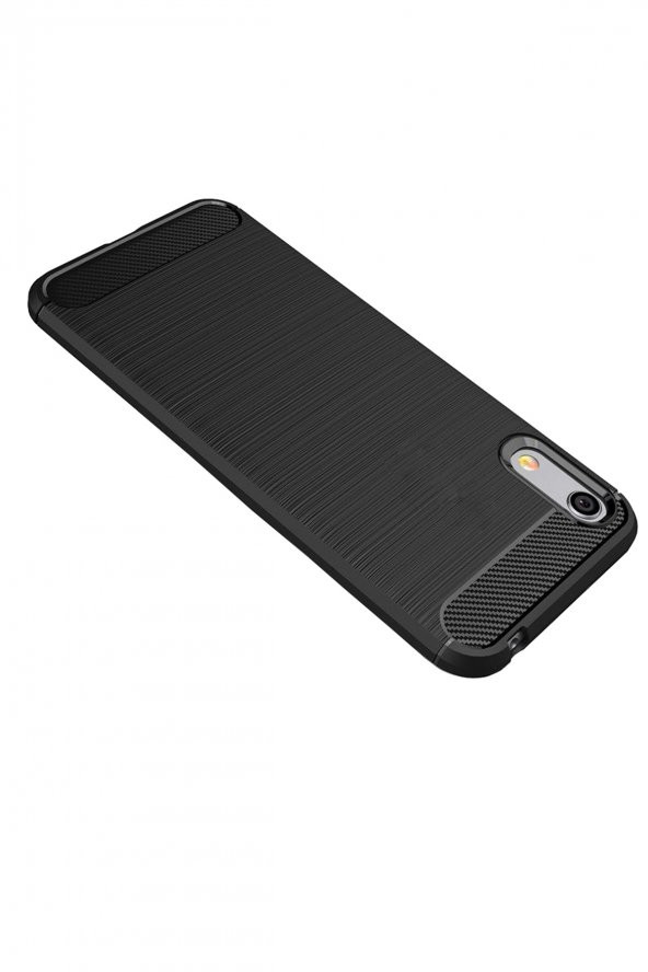 Microcase Huawei Honor Play 8A Brushed Carbon Fiber Silikon TPU Kılıf - Siyah - 3