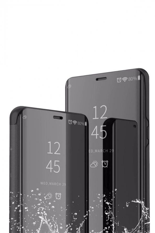 Microcase Xiaomi Redmi Note 8  Aynalı Kapak Clear View Flip Cover Mirror Kılıf - Siyah - 2