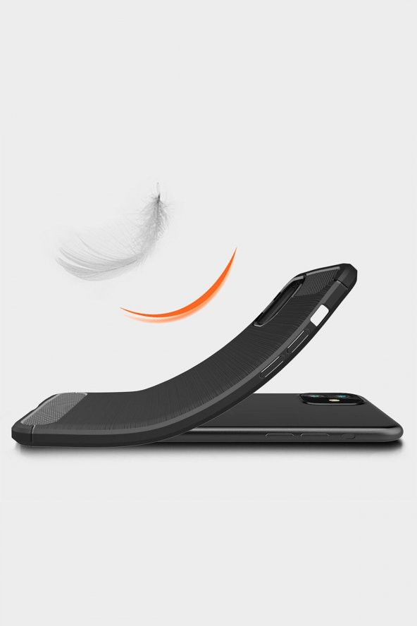 Microcase iPhone 11 Brushed Carbon Fiber Silikon Kılıf - Siyah - 4
