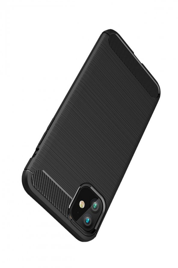 Microcase iPhone 11 Brushed Carbon Fiber Silikon Kılıf - Siyah - 5