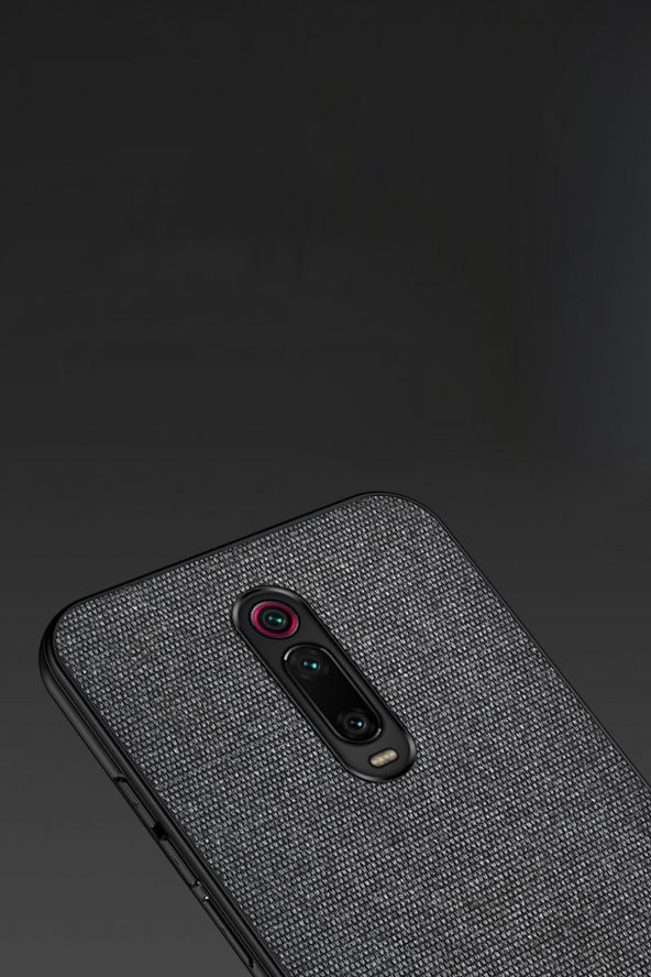 Microcase Xiaomi Mi 9T - Mi 9T Pro Fabrik Serisi Kumaş ve Deri Desen Kılıf - Siyah - 2