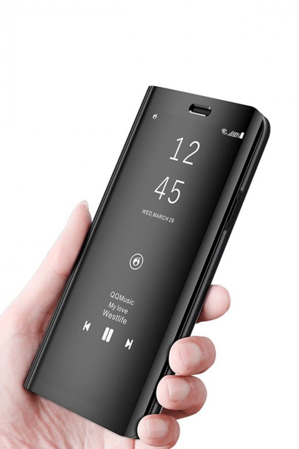 Microcase iPhone 7 - iPhone 8 Aynalı Kapak Clear View Flip Cover Mirror Kılıf - Siyah - 4