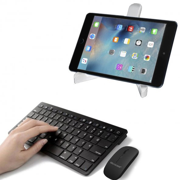 Microcase iPad Pro 11 inch Bluetooth Klavye (TR Sticker) + Bluetooth Mouse + Tablet Standı - AL2764 - 4
