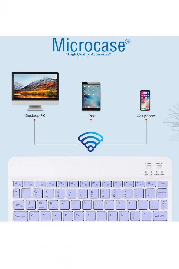 Microcase Tablet ve Telefonlar için Bluetooth Klavye Şarjlı Kablosuz + TR Klavye Sticker - AL2671 Siyah - 5
