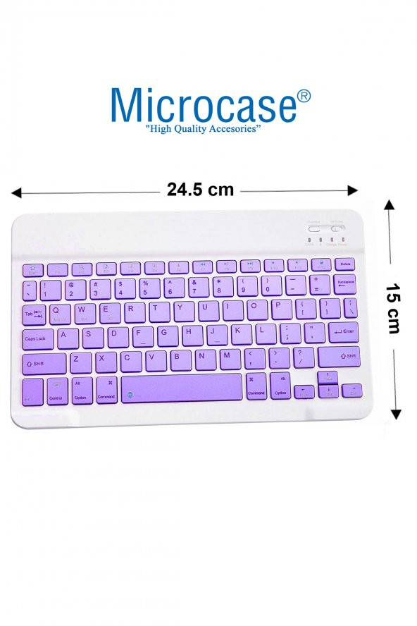 Microcase Tablet ve Telefonlar için Bluetooth Klavye Şarjlı Kablosuz + TR Klavye Sticker - AL2671 Siyah - 8