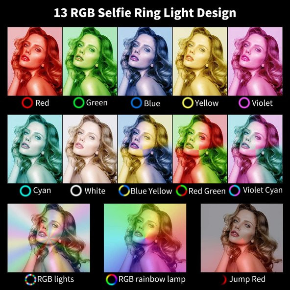 Microcase RGB Selfie LED Mandallı Üniversal Ring Halka Flash Işık Light AL2609 - 4