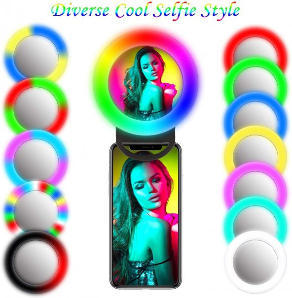 Microcase RGB Selfie LED Mandallı Üniversal Ring Halka Flash Işık Light AL2609 - 5