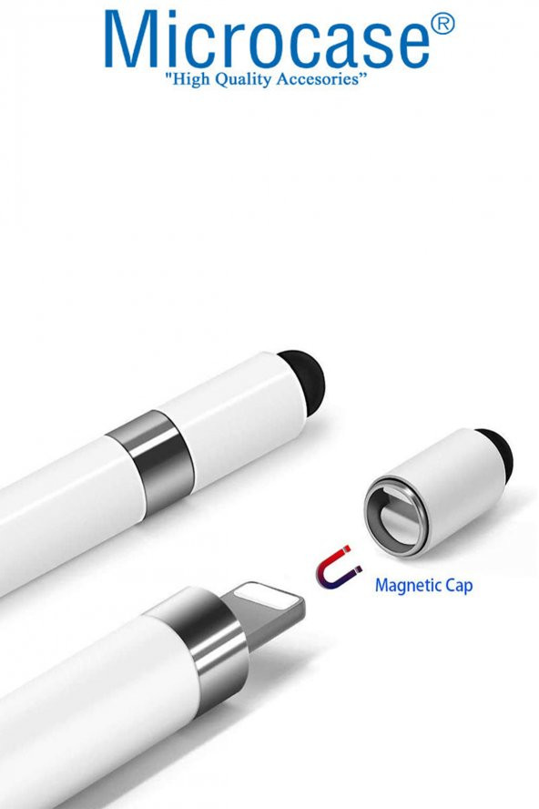 Microcase Apple Pencil için 2in1 Şarj kapağı ve Dokunmatik kalem - Metal Gövde Nano Uç - AL2541 - Resim 2