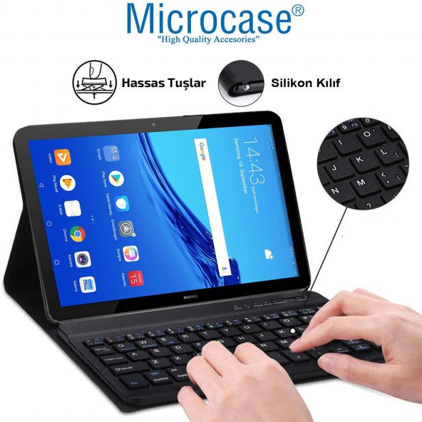 Microcase Huawei Mediapad T3 10 9.6 inç Bluetooth Klavyeli Kılıf - BKK4 - 2