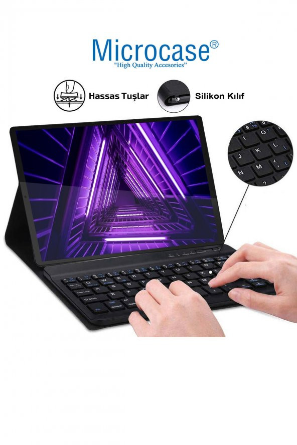 Microcase Lenovo Tab M10 TB-X306F 10.1 inch Bluetooth Klavye ve Mouse + Standlı Kılıf - BKK6 - 3