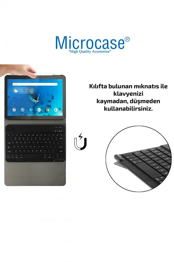 Microcase Lenovo Tab M10 TB-X306F 10.1 Tablet Bluetooth Klavyeli Standlı Kılıf - BKK4 - 4