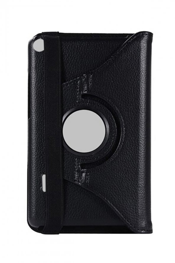 Microcase Huawei Mediapad T3 7 inch WiFi Tablet 360 Derece Döner Standlı Deri Kılıf - Siyah