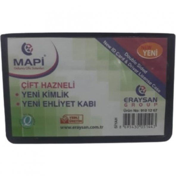 Mapi Çift Hazneli Kimlik-Ehliyet Kabı Siyah Renk