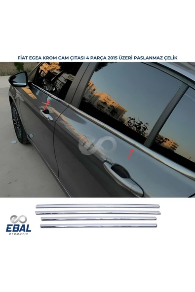Fiat Egea Sedan-Hb Krom Cam Çıtası 4 Parça 2015 Üzeri Paslanmaz Çelik ürün görseli