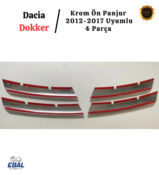 Dacia Dokker Krom Ön Panjur 4 Parça 2012-2017 Arası Paslanmaz Çelik - Resim 4