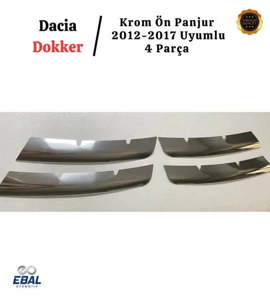 Dacia Dokker Krom Ön Panjur 4 Parça 2012-2017 Arası Paslanmaz Çelik - Resim 3
