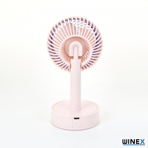 Winex Mini Taşınabilir Portatif Fan 3 Kademeli Vantilatör Pembe - 4