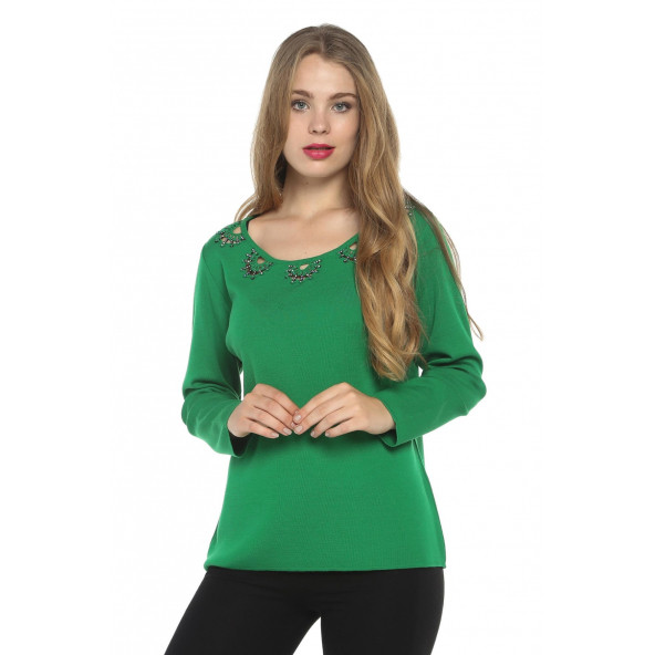 Solo Farklı El İşçliği Triko Kadın Kazak A19A049-1