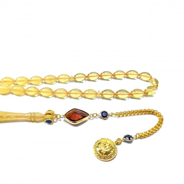 Damla Renk Arpa Kesim Ateş Kehribar Tesbih - 3