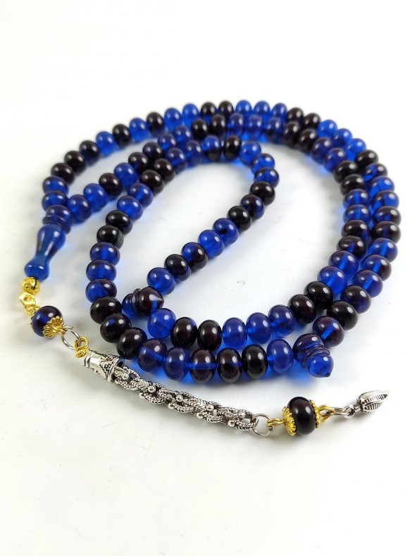 Mavi Siyah Renk Ateş Kehribar  99’ lu Dua Tesbihi - Resim 4