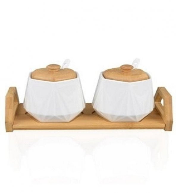 Şener ŞNR 101289 Bambu Porselen Baharatlık Sandra 2Li - 2