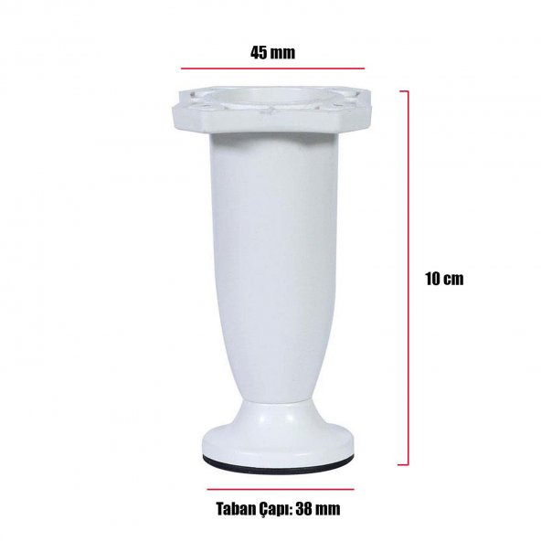 Mobilya Kanepe Baza Sehpa Ayağı Ayarlanabilir 10 cm Plastik Beyaz Ayak (4 ADET) - Resim 2