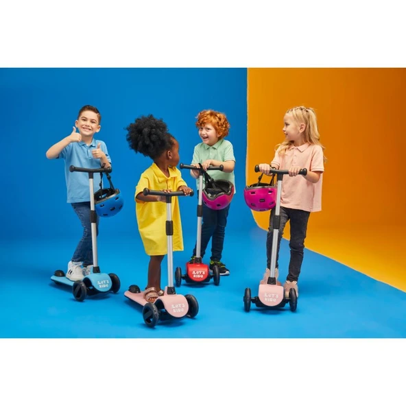 Let's Be Child Let's Ride Led Işıklı Silikon 3 Tekerli Yükseklik Ayarlı Scooter Mavi LC-30904 - 3