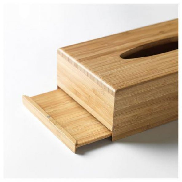Bambu Kağıt Mendil Kutusu 26x14 cm MeridyenKutusu Banyo Aksesuarları Düzenleyici Kare Mendil Kutusu - 2