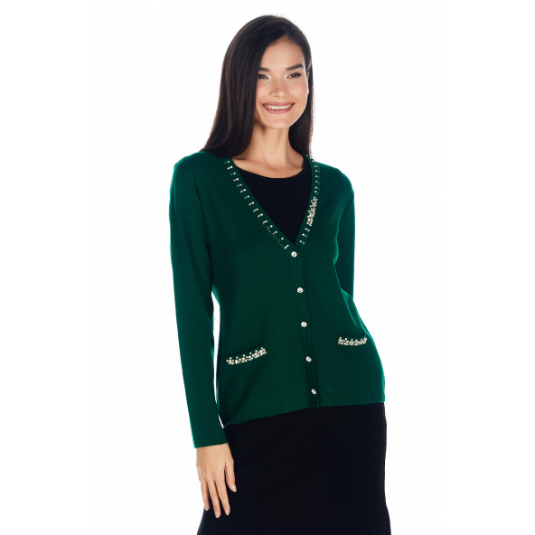 Solo Kristal Taş İşlemeli İtlyan Yün Abiye Hırka A19A016-5 - 3