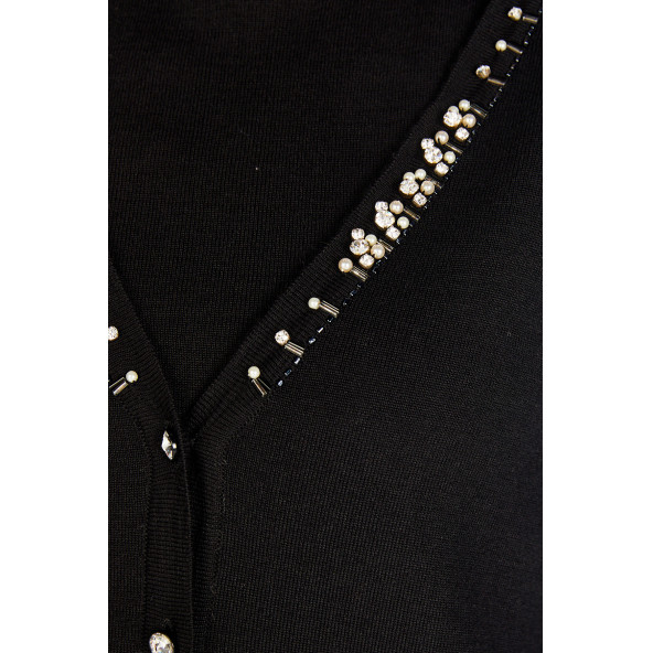 Solo Kristal Taş İşlemeli İtlyan Yün Abiye Hırka A19A016-4 - 4