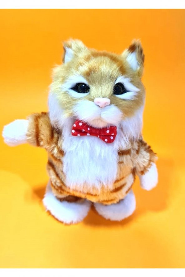 Konuşan Kedi Hareketli Koyu Sarı Parlak Tüylü 16cm