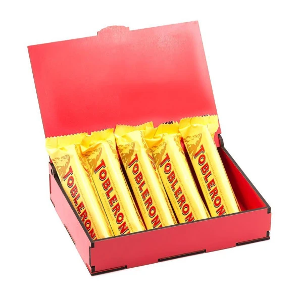 Sevdiklerinize Özel Kırmızı Ahşap Hediye Kutusunda 5 Adet Toblerone