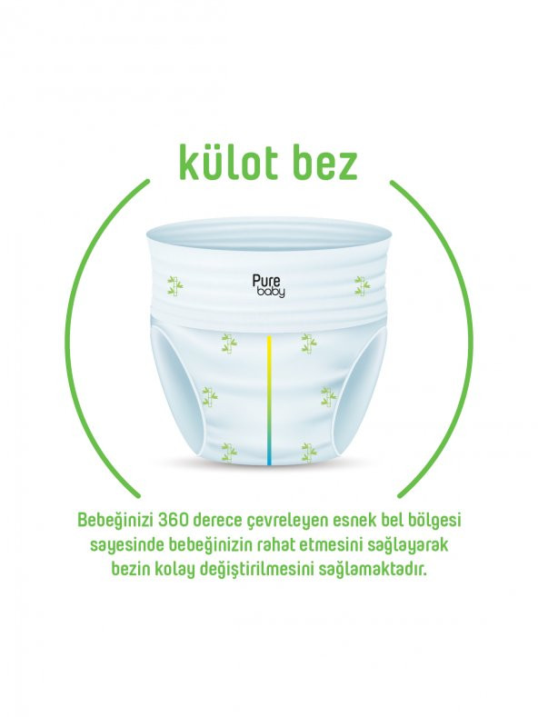 Pure Baby Organik Bambu Özlü Külot Bez Pure Baby 2li Paket 5 Numara Junior 80 Adet - 3
