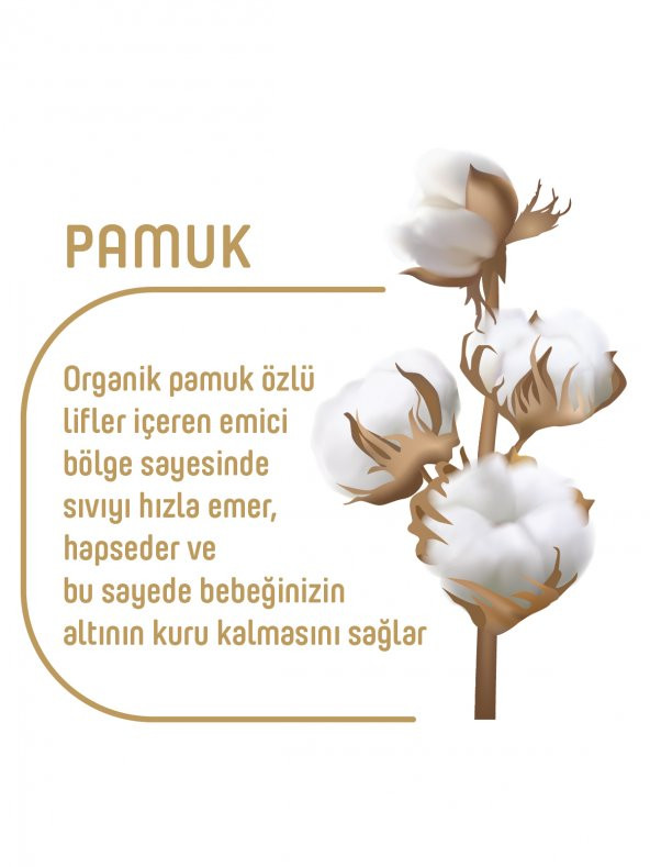 Pure Baby Organik Pamuklu Cırtlı Bez Tekli Paket 3 Numara Midi 56 Adet