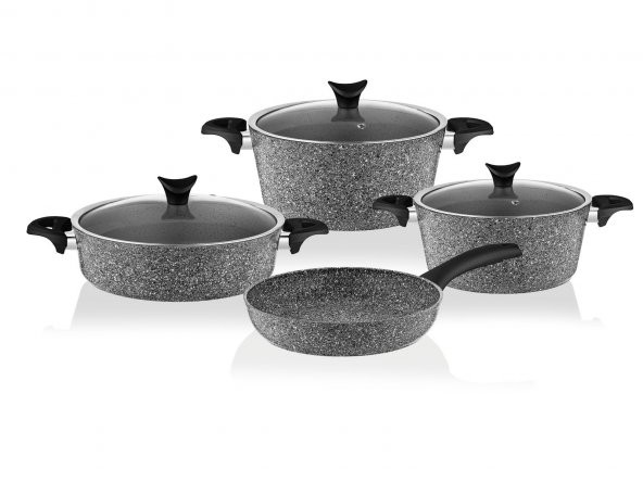Taç Master Cook 4Lü 7 Parça Granit Tencere Seti Gri - 3