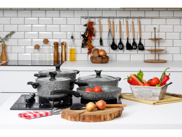 Taç Master Cook 4Lü 7 Parça Granit Tencere Seti Gri - 4