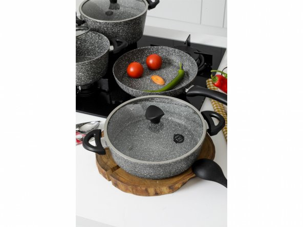 Taç Master Cook 4Lü 7 Parça Granit Tencere Seti Gri - 6