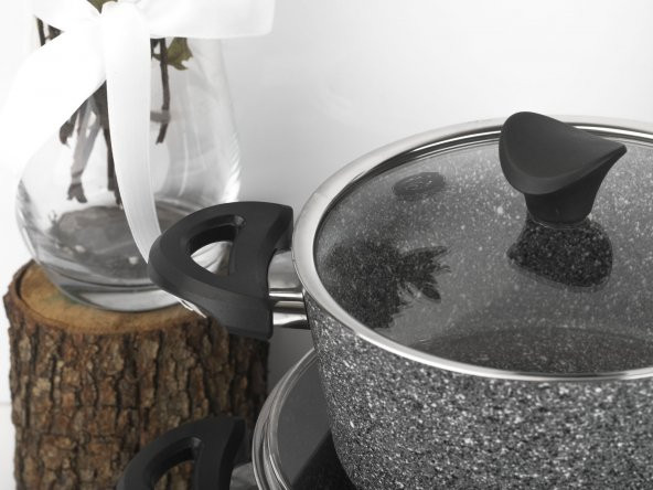 Taç Master Cook 4Lü 7 Parça Granit Tencere Seti Gri - 7