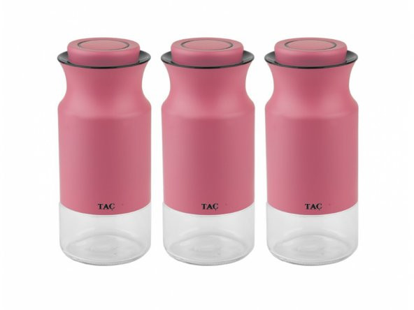 Taç Mia 3lü Orta Boy Kavanoz Seti Pembe - 2