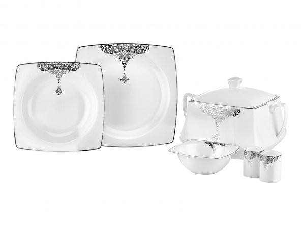Taç Efser 60 Parça Porselen Yemek Takımı Platin - 2